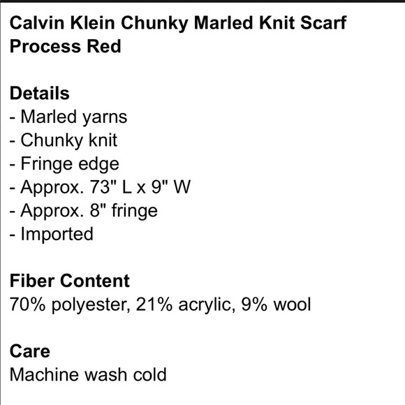 Calvin Klein Chunky Marled Knit Red Scarf - Picture 2 of 2